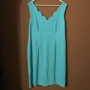 Blue Scallop Neck Dress